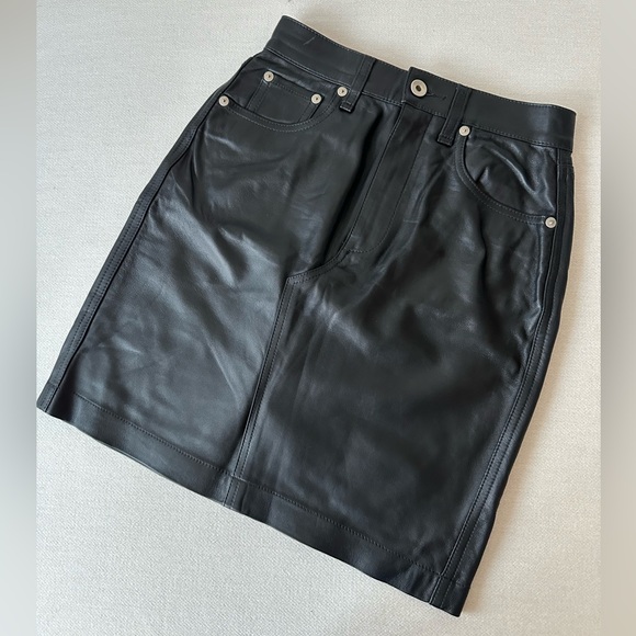 Rag & Bone Black Real Lamb Leather Skirt